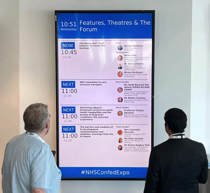 Agenda displayed on a screen image